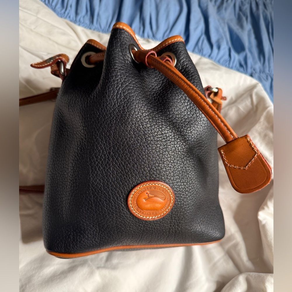 Vintage Dooney and Burke Drawstring Leather Satchel Bag